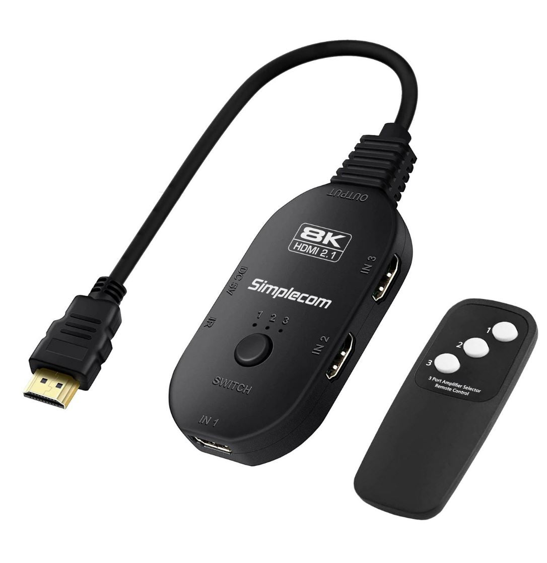 Simplecom CM353 3-Port HDMI 2.1 8K@60Hz Switch Splitter