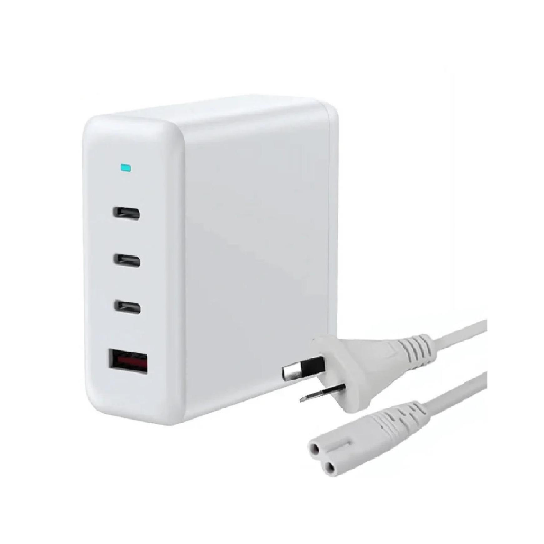 USP 100W 4-Port USB-C PD GaN Wall Charger White 3xUSB-C 1xUSB-A