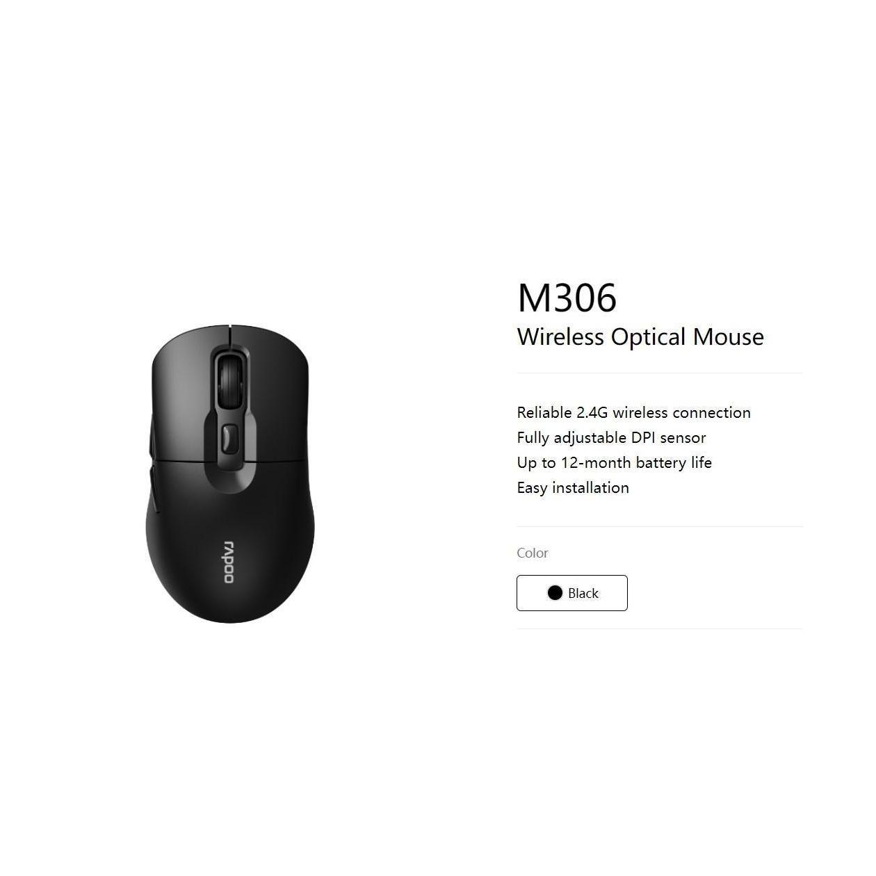 Rapoo M306 2.4GHz Wireless Optical Mouse 3200DPI Side Buttons
