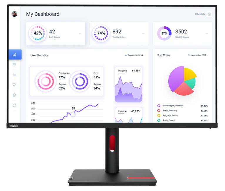 Lenovo ThinkVision T32p-30 32" UHD 4K IPS Monitor DP HDMI USB-C Hub VESA Adjustable
