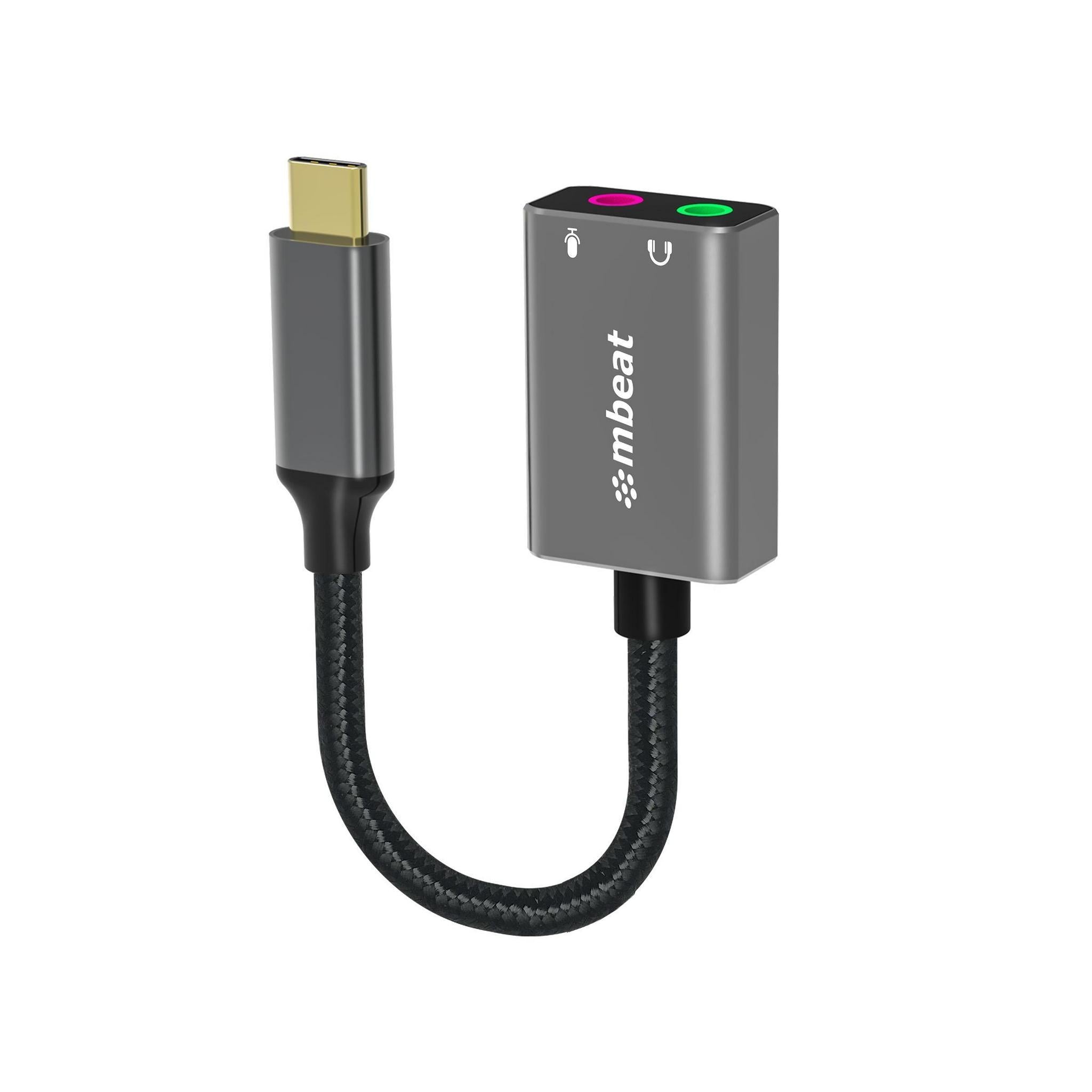 MBEAT Elite USB-C to 3.5mm Audio Mic Adapter Space Grey