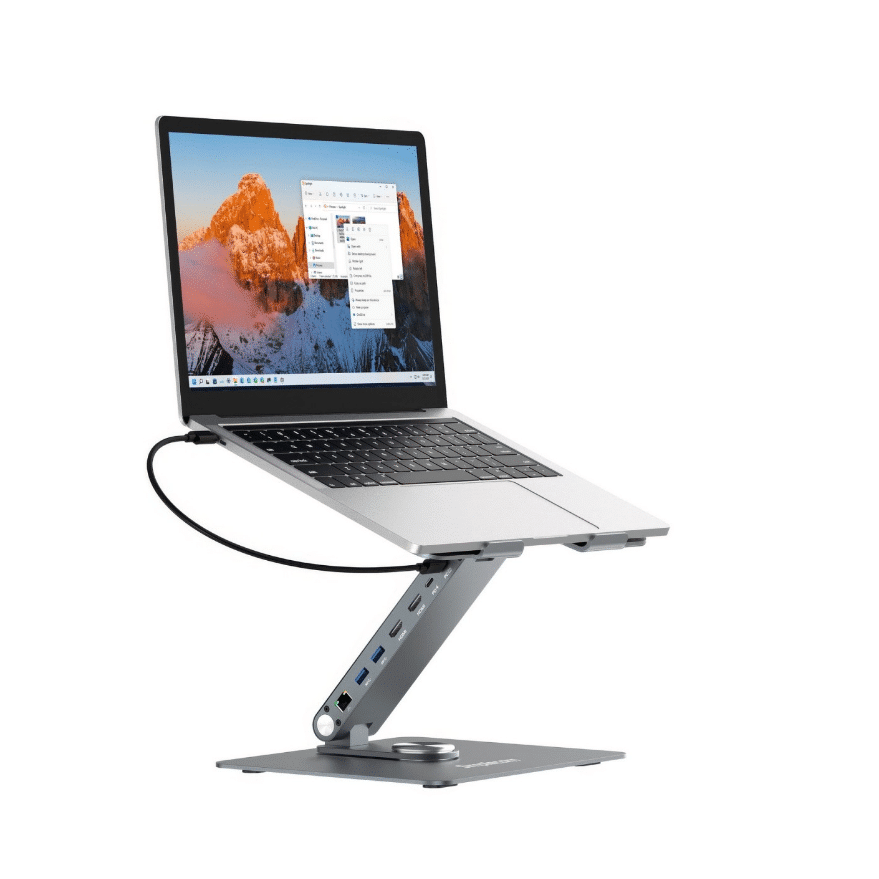 Simplecom CHT660 Aluminium Laptop Stand 6-Port USB-C Dock 4K HDMI Dual Display 10-17" Laptop