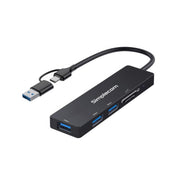 Simplecom CH365C 3-Port USB Hub SD MicroSD Card Reader USB-A USB-C Dual Connector