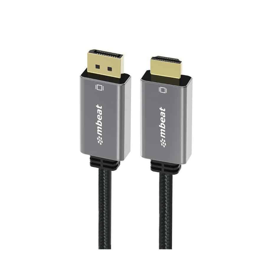 MBEAT Tough Link 1.8m DP to HDMI Cable 4K 60Hz Gold Plated Aluminium Nylon Braided