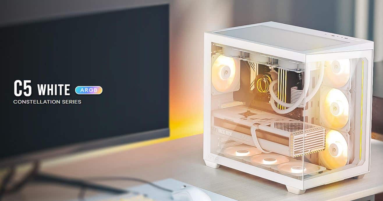 Antec C5 ARGB ATX mATX White 7x ARGB PWM Dual Chamber USB-C Case