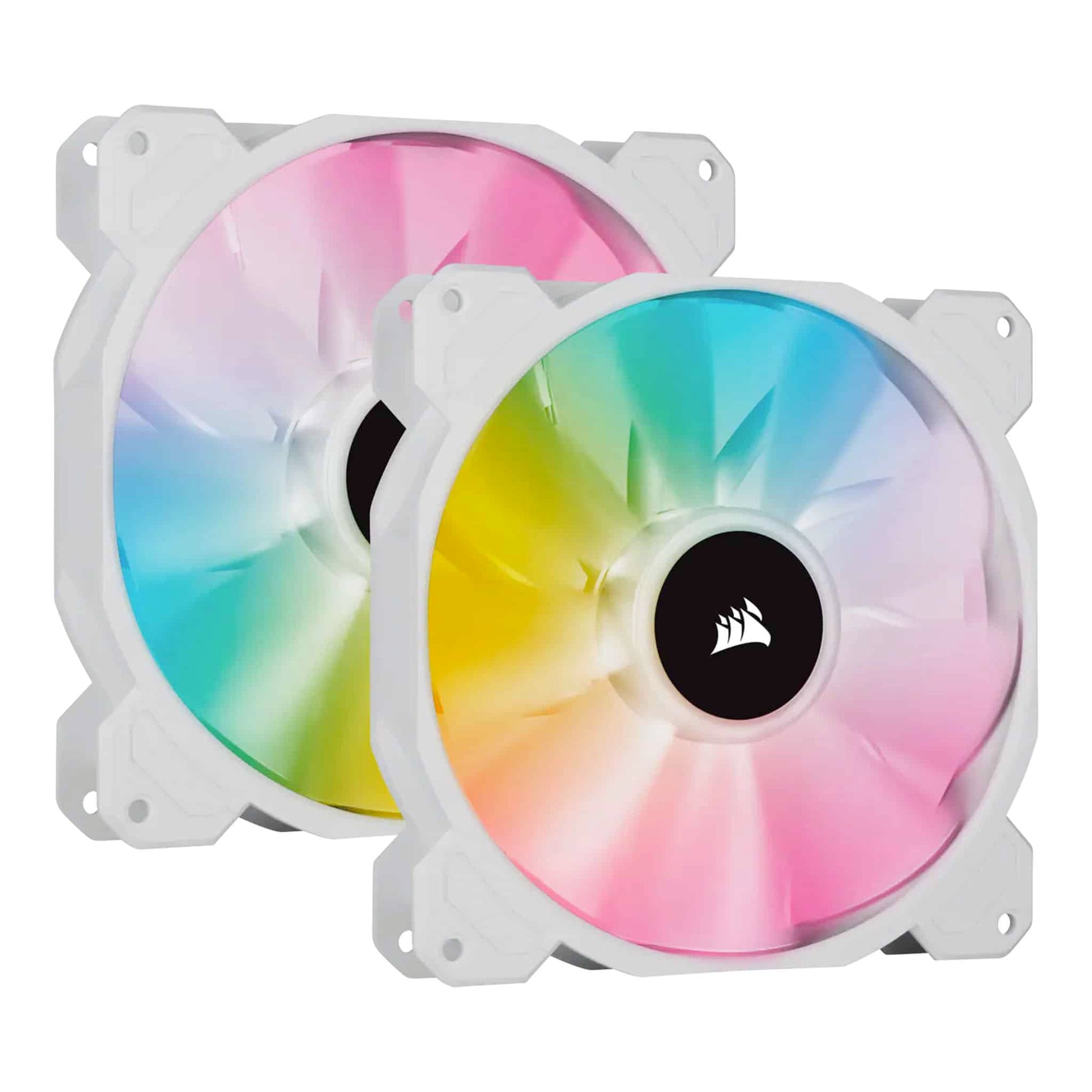 Corsair iCUE SP140 RGB ELITE 140mm White PWM Fan – 2 Pack With Lighting Node CORE