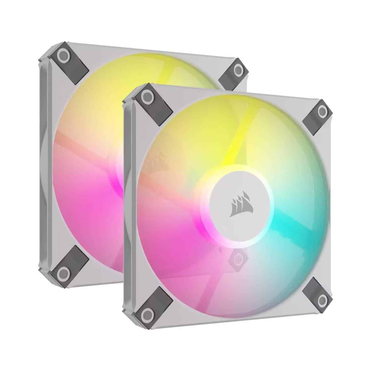 Corsair AF120 RGB SLIM WHITE 120mm PWM Fan Dual Pack with Lighting Node CORE