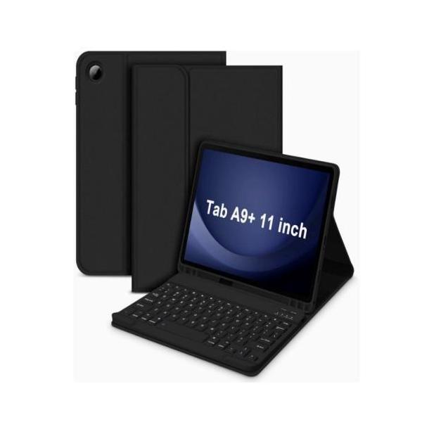 USP Samsung Tab A11+/A9 Keyboard Case Black Ultra-Slim PU Leather Auto Sleep/Wake