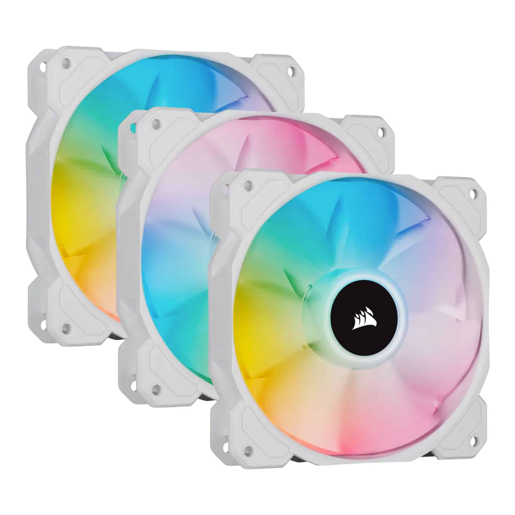 Corsair iCUE SP120 RGB ELITE 120mm White PWM Fan - 3 Pack with Lighting Node CORE