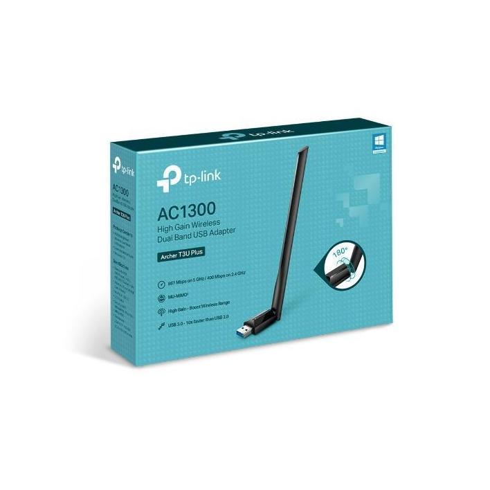 TP-Link Archer T3U Plus AC1300 High Gain Dual Band USB Adapter 867Mbps 5GHz 400Mbps 2.4GHz USB 3.0