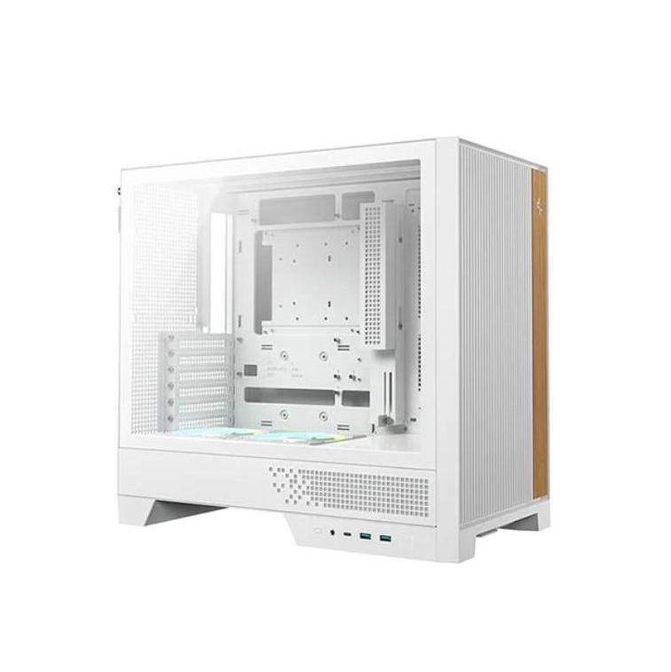 DEEPCOOL CL600 WH High Airflow Compact ATX Case Tempered Glass 2 Pre-Installed Fans