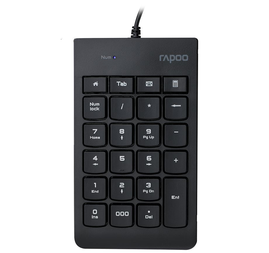 Rapoo K10 Wired Numeric Number Pad Keyboard Spill Resistant Laser Carved Keys