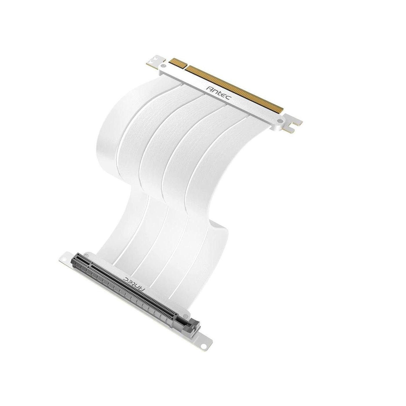 Antec PCIE-4.0 Riser Cable 200mm White Gold Plated Shielded PCB