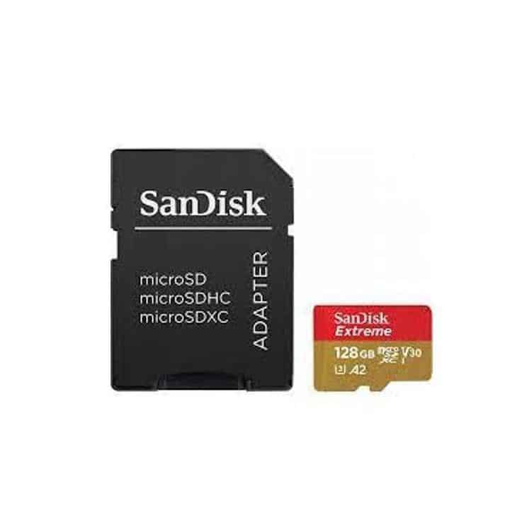 SanDisk Extreme 128GB microSDXC UHS-I V30 A2 190MB/s R 90MB/s W SD Adaptor