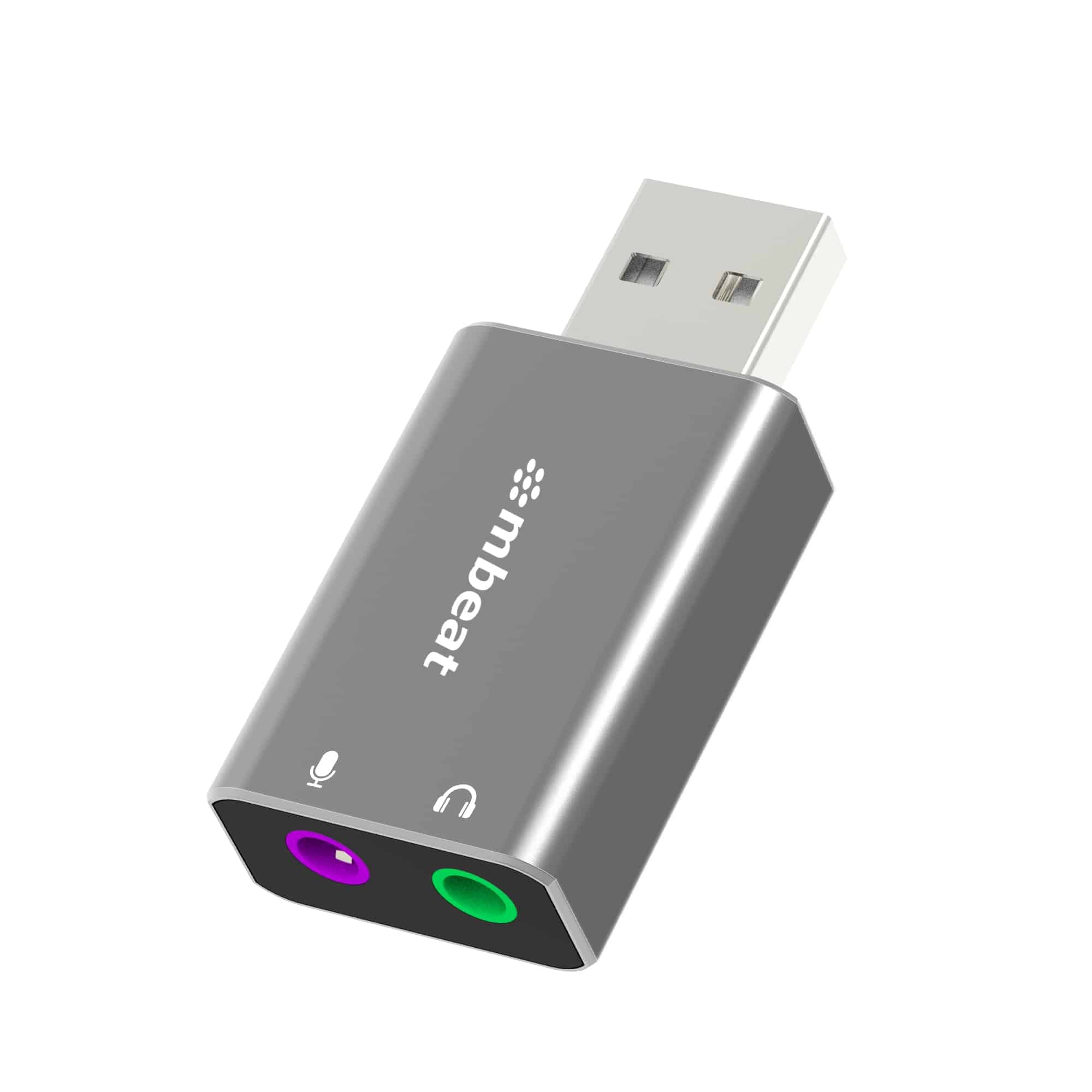 MBEAT Elite USB to 3.5mm Audio Mic Adapter Space Grey