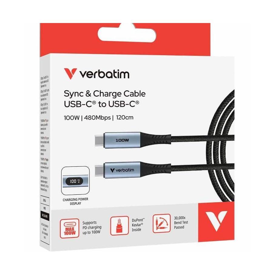 Verbatim USB-C to USB-C 100W DisplaySync Cable 120cm