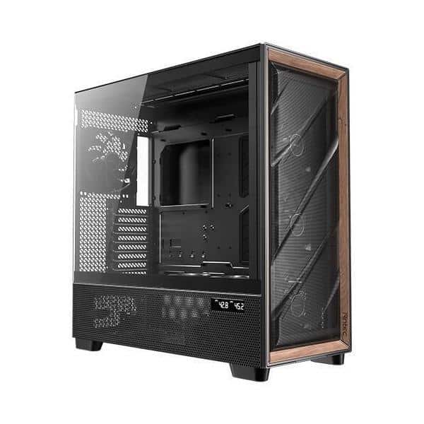 Antec FLUX PRO E-ATX Premium Walnut Unity Temp Disp 6x ARGB Fans PWM Case