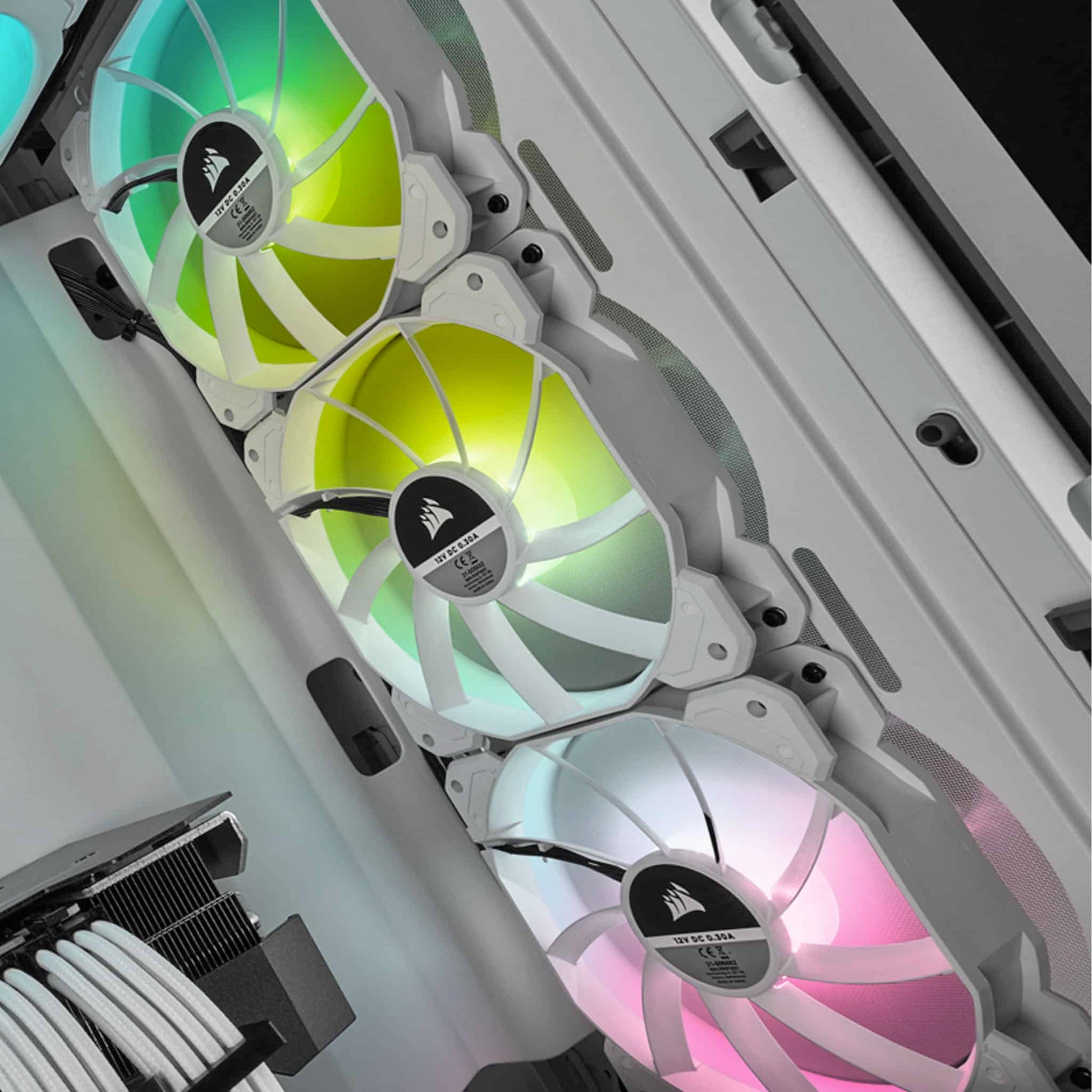 Corsair iCUE SP120 RGB ELITE 120mm White PWM Fan - 3 Pack with Lighting Node CORE