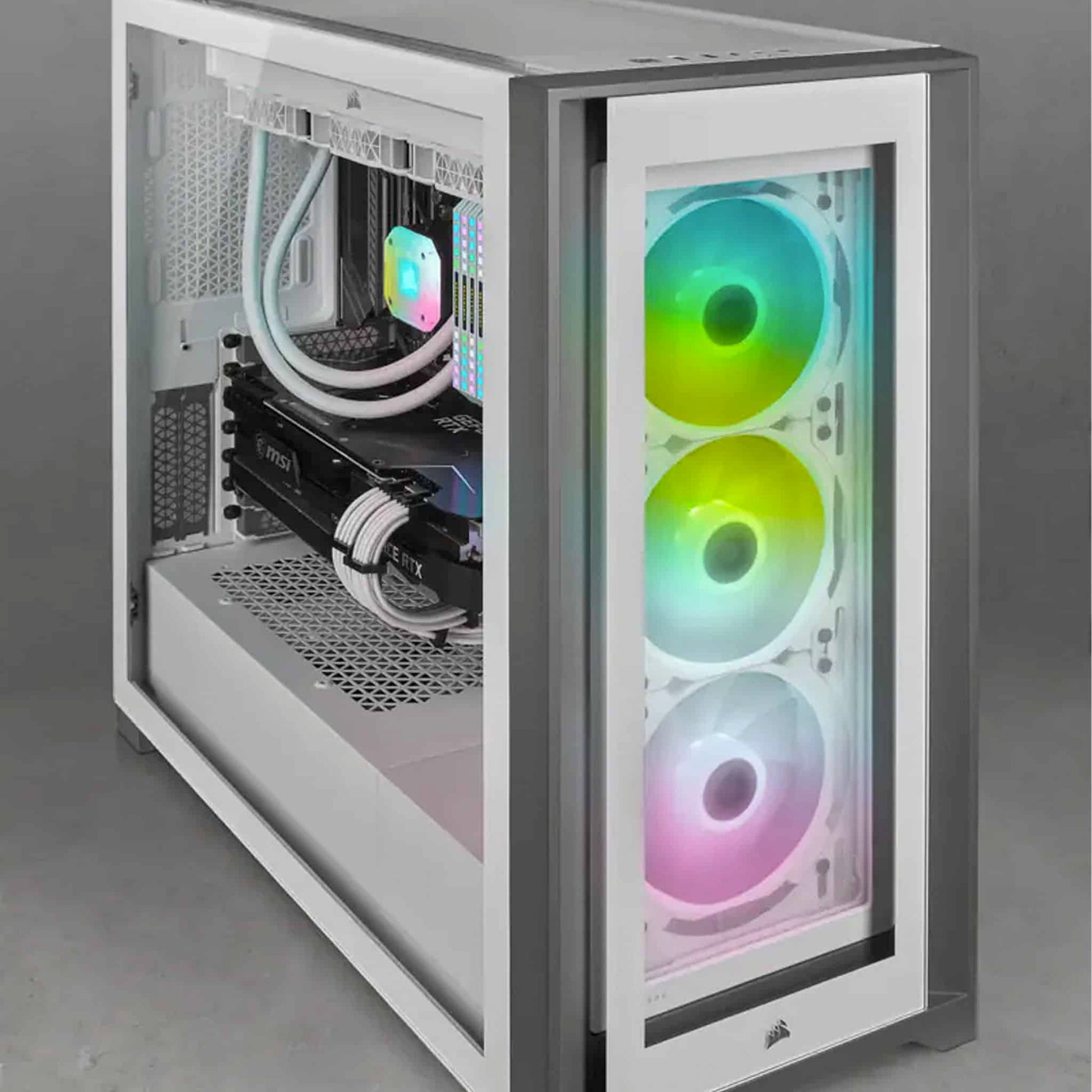 Corsair iCUE SP120 RGB ELITE 120mm White PWM Fan - 3 Pack with Lighting Node CORE