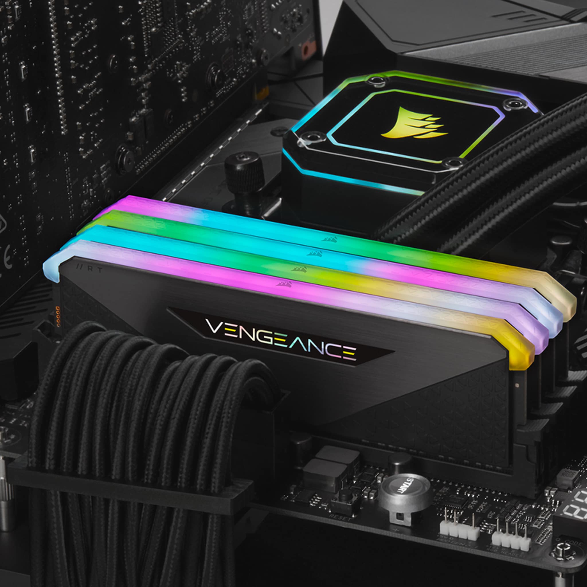 Corsair Vengeance RGB RT 128GB Kit (4x32GB) DDR4 3600MHz C18 Black Desktop Gaming Memory CMN128GX4M4Z3600C18
