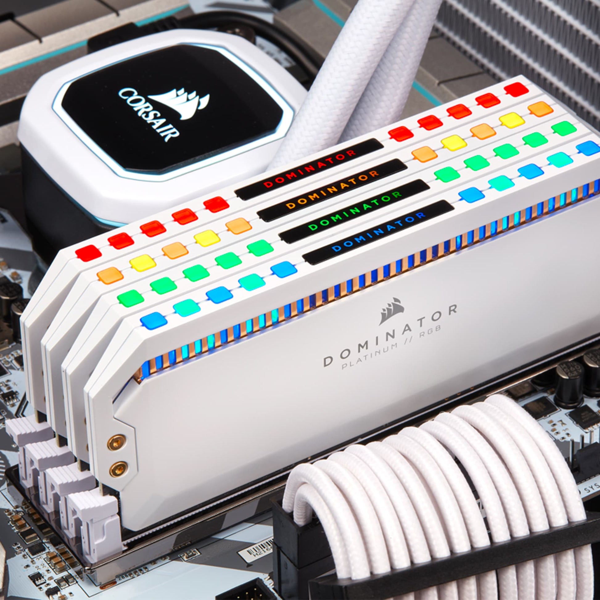 Corsair Dominator Platinum RGB 64GB Kit (4x16GB) DDR4 3200MHz C16 White Desktop Gaming Memory CMT64GX4M4C3200C16W