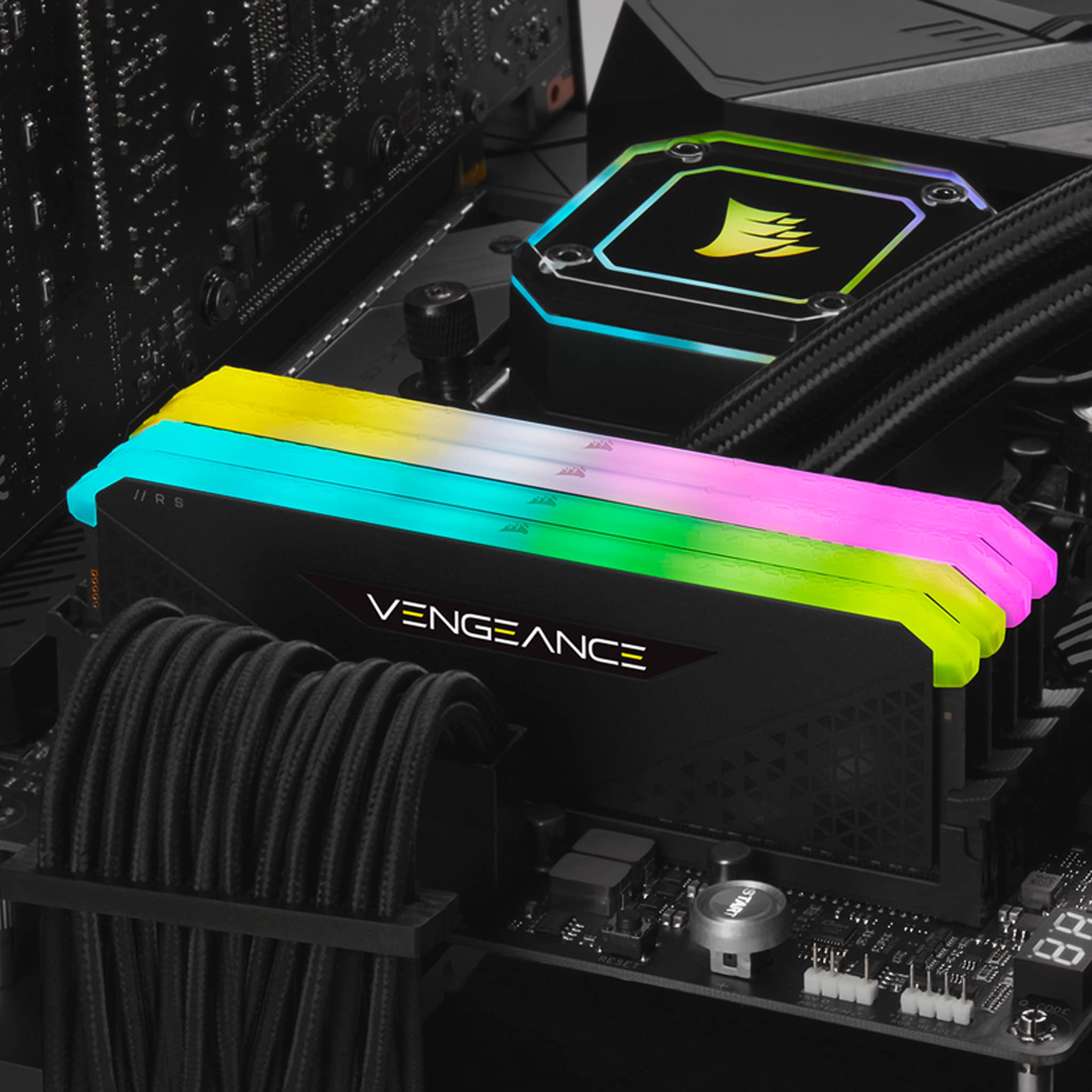 Corsair Vengeance RGB RS 32GB Kit (2x16GB) DDR4 3600MHz C18 Black Desktop Gaming Memory CMG32GX4M2D3600C18