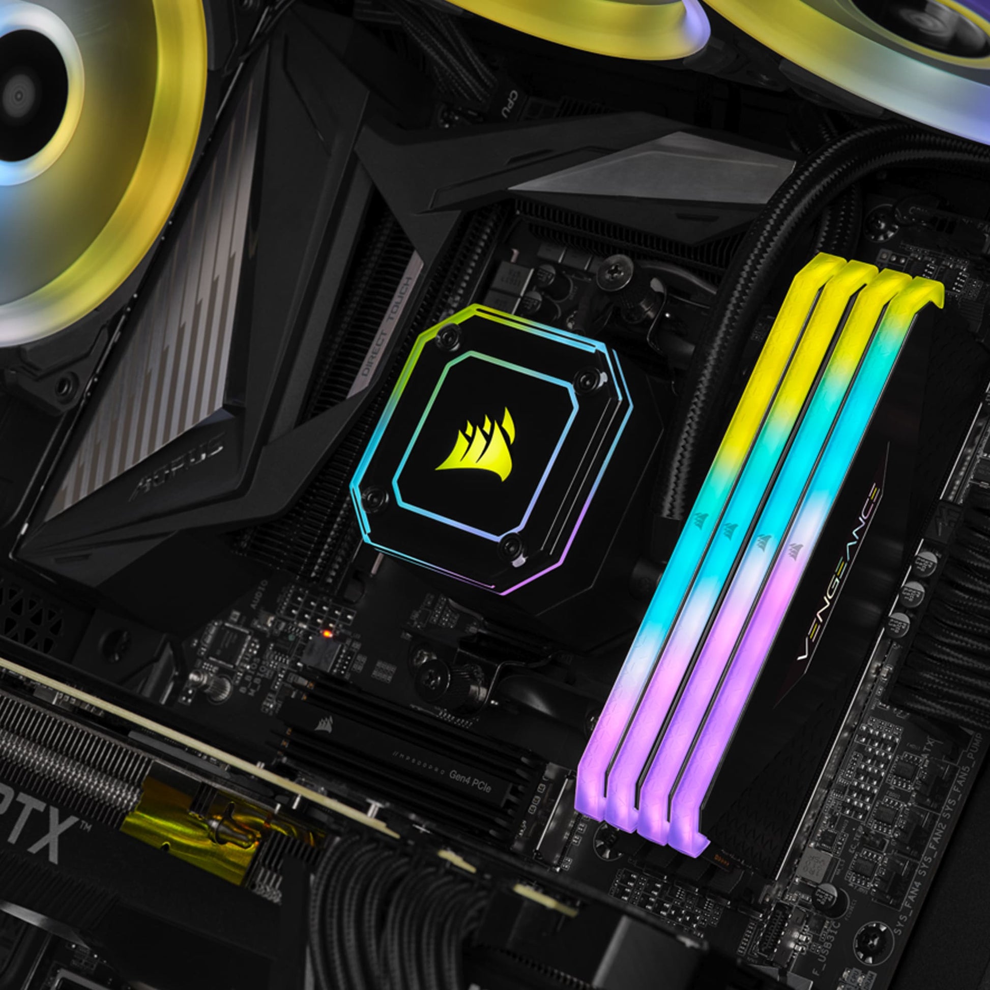 Corsair Vengeance RGB RT 64GB Kit (4x16GB) DDR4 3600MHz C18 Black Desktop Gaming Memory CMN64GX4M4Z3600C18