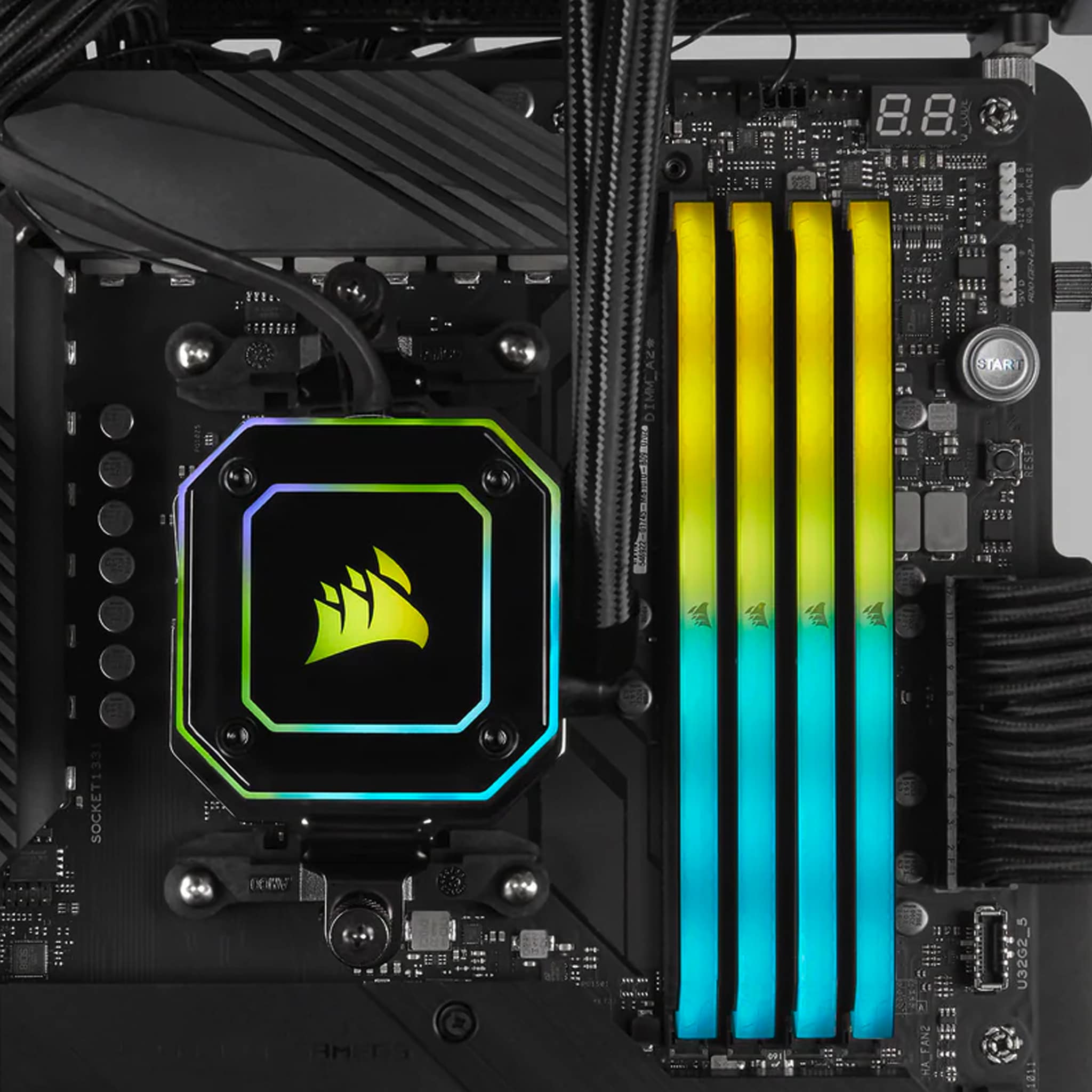 Corsair Vengeance RGB RS 64GB Kit (2x32GB) DDR4 3600MHz C18 Black Desktop Gaming Memory CMG64GX4M2D3600C18