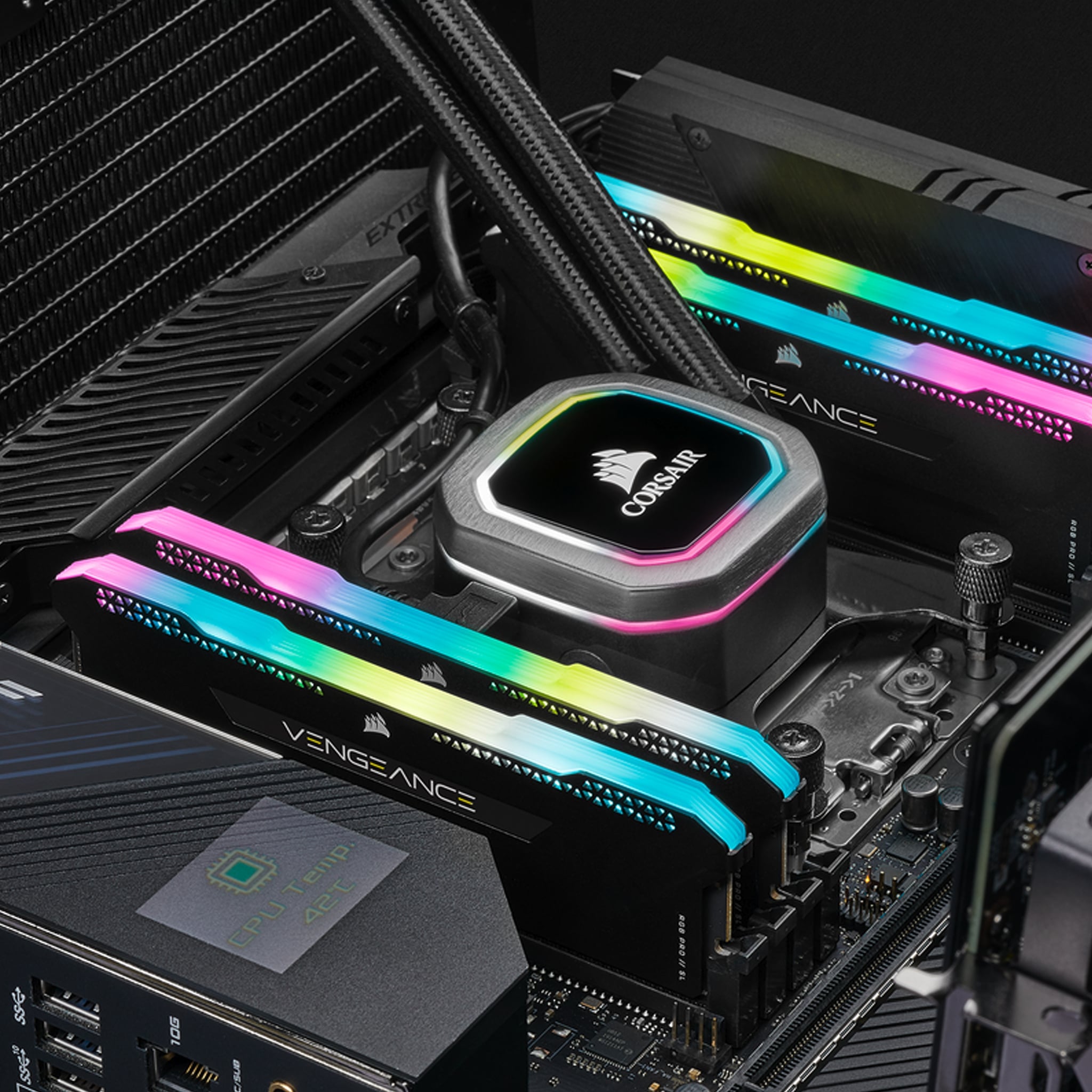 Corsair Vengeance RGB PRO SL 16GB Kit (2x8GB) DDR4 3200Mhz C16 Black Desktop Gaming Memory CMH16GX4M2Z3200C16