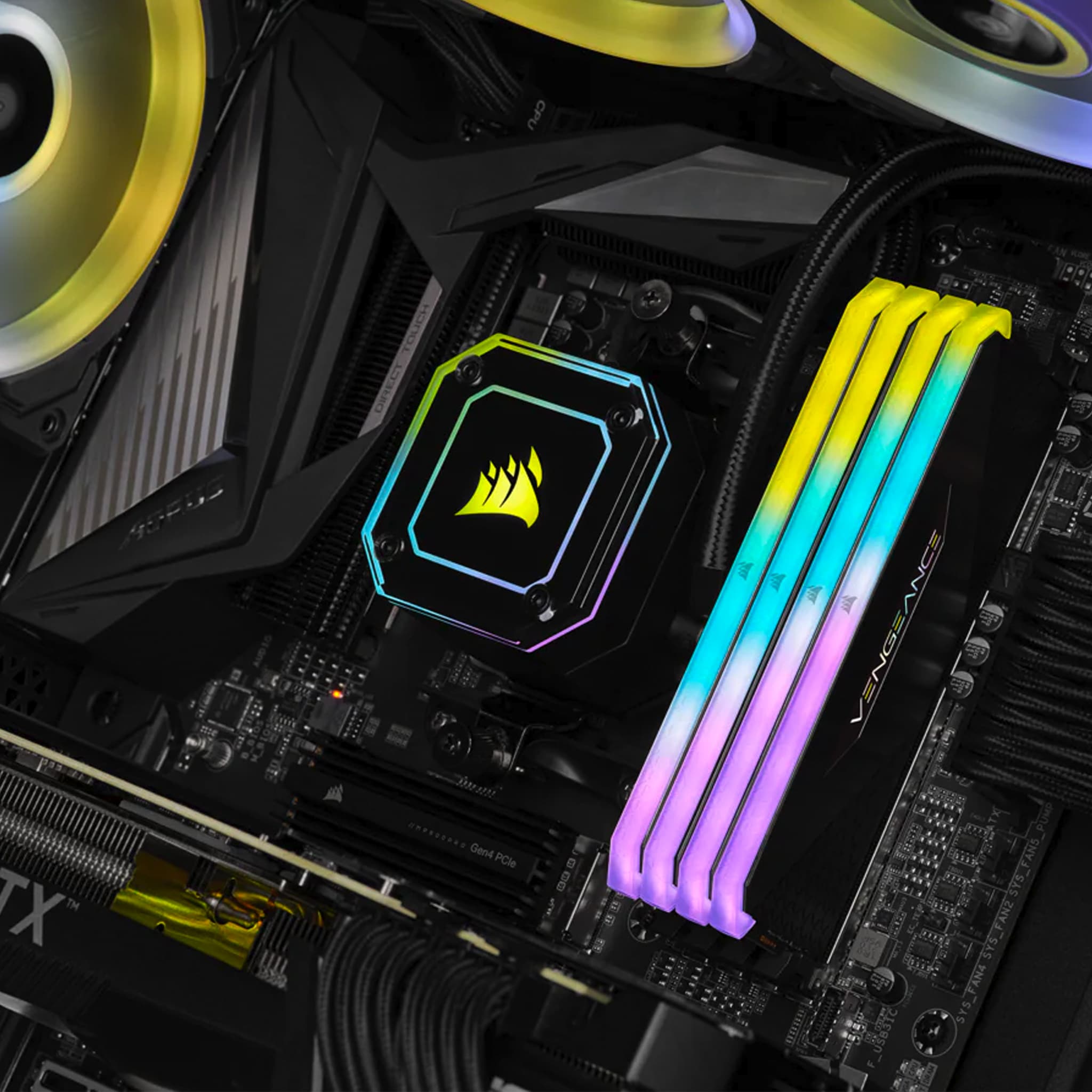 Corsair Vengeance RGB RT 64GB Kit (2x32GB) DDR4 3200MHz C16 Black Desktop Gaming Memory CMN64GX4M2Z3200C16