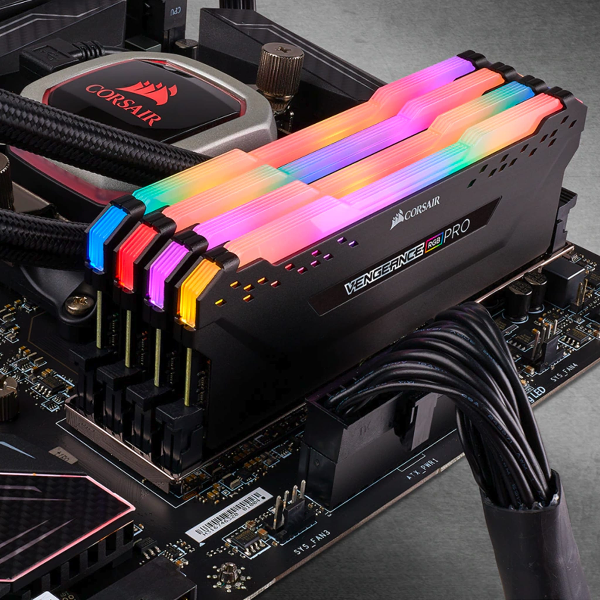 Corsair Vengeance RGB PRO 64GB Kit (4x16GB) DDR4 3600MHz C18 Black Desktop Gaming Memory CMW64GX4M4D3600C18