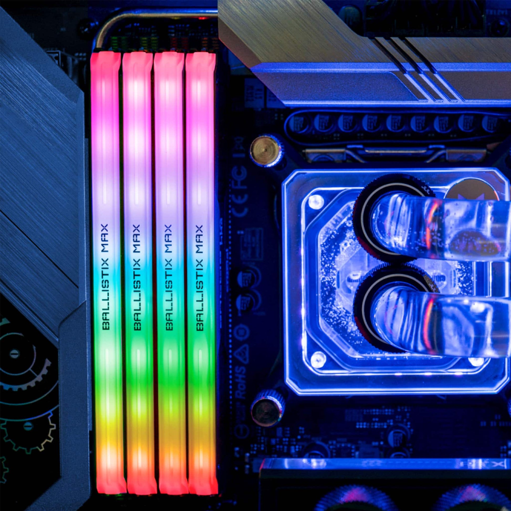 Crucial Ballistix MAX RBG Black Desktop Gaming Memory Installed Top
