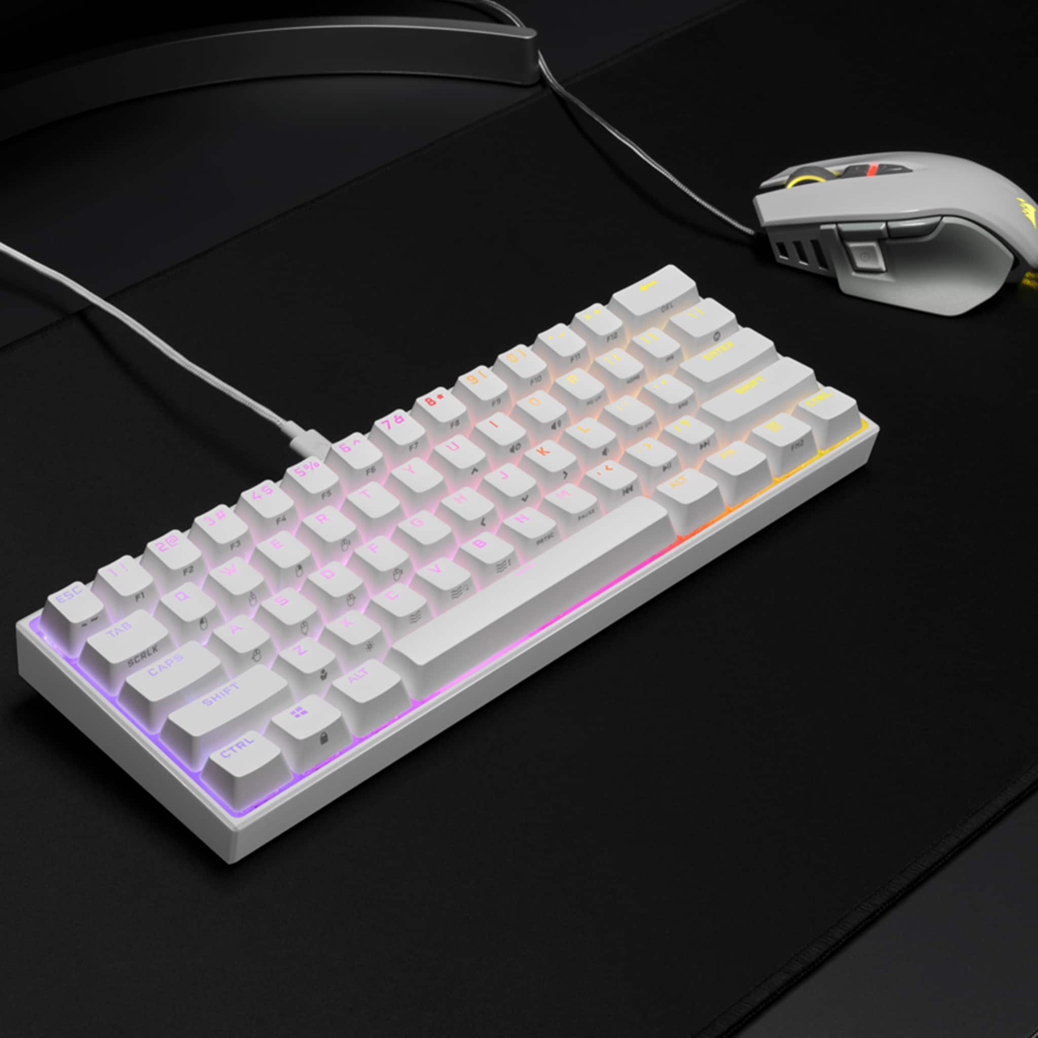 Corsair K65 RGB Mini White Mechanical Gaming Keyboard - Cherry MX Speed