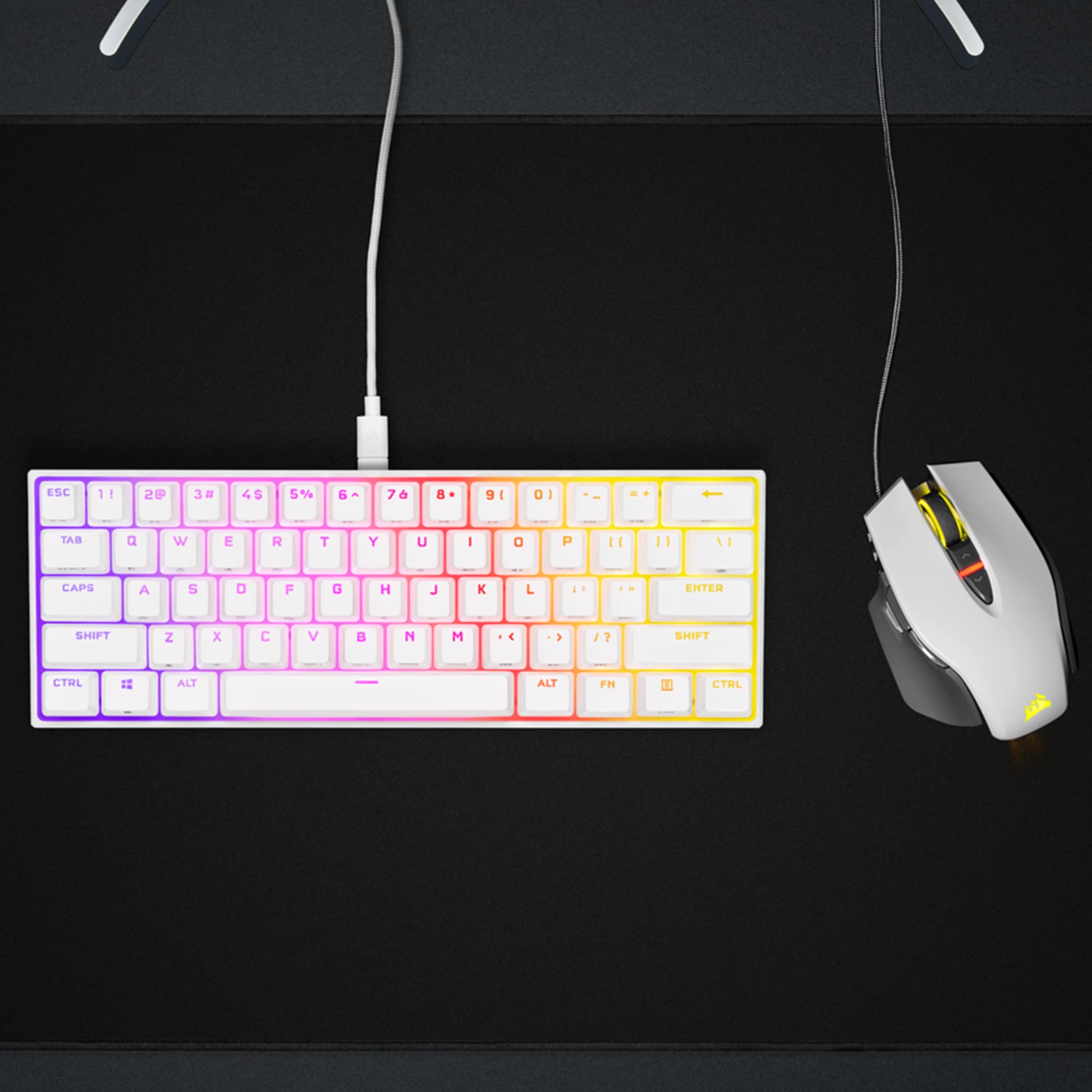 Corsair K65 RGB Mini White Mechanical Gaming Keyboard - Cherry MX Speed
