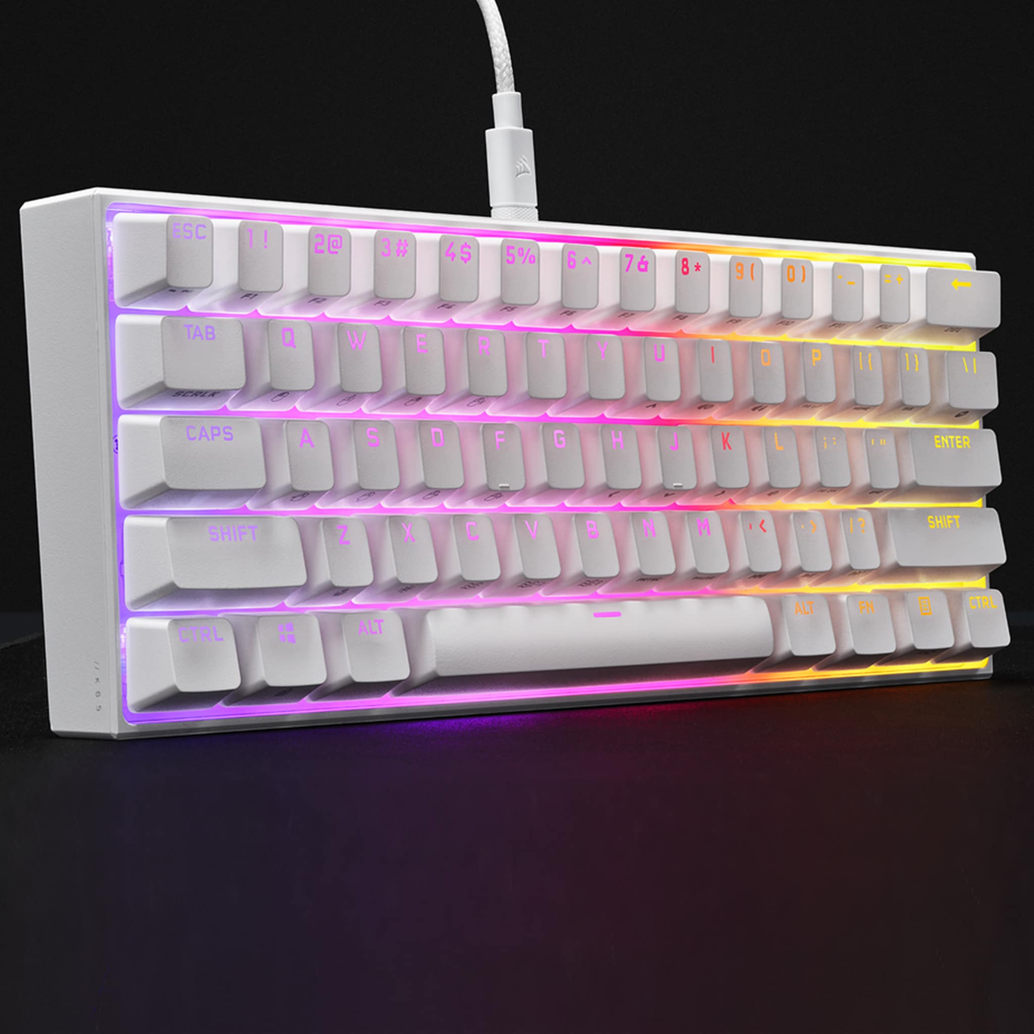 Corsair K65 RGB Mini White Mechanical Gaming Keyboard - Cherry MX Speed