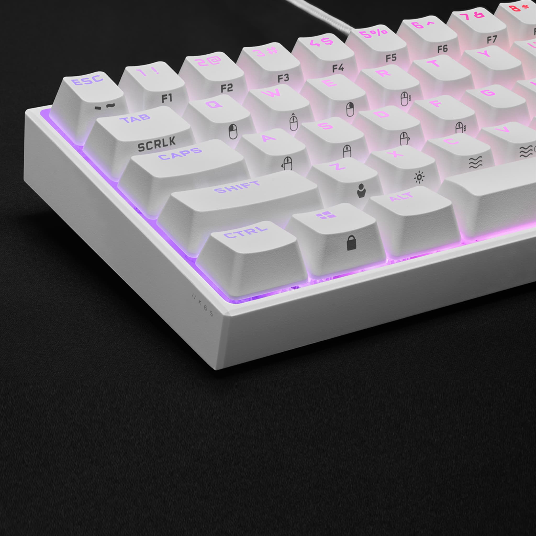 Corsair K65 RGB Mini White Mechanical Gaming Keyboard - Cherry MX Speed