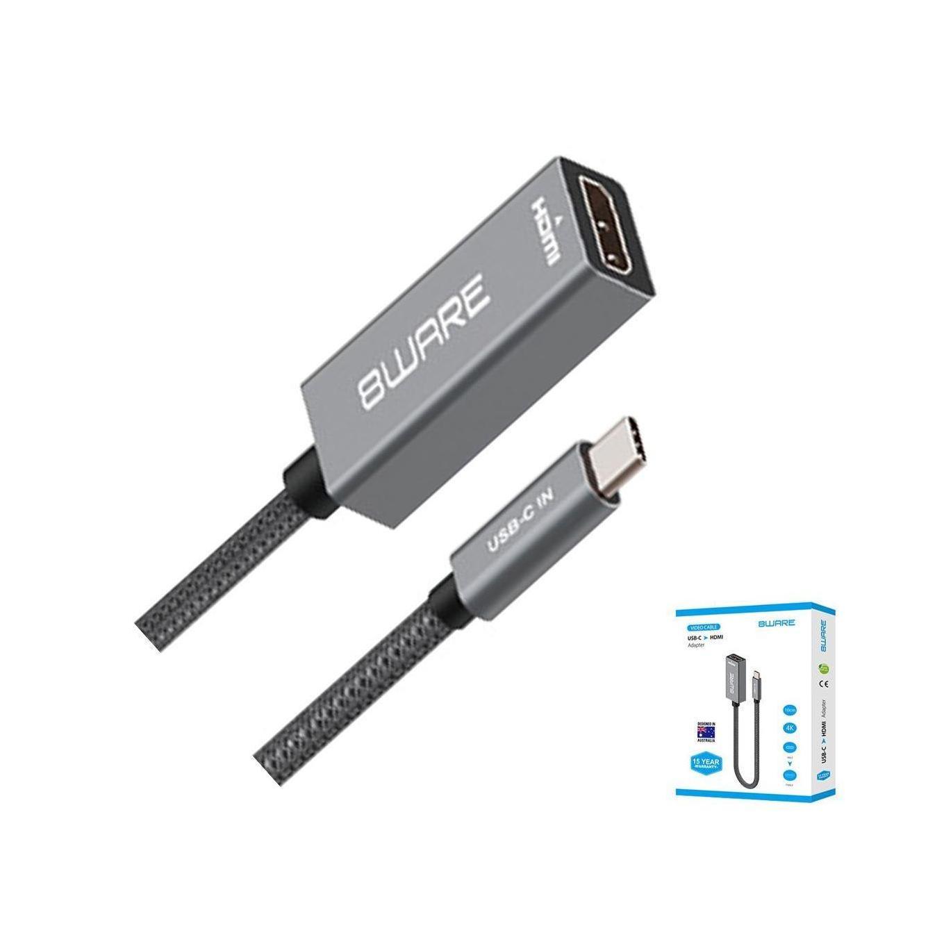 8ware 10CM USB-C to HDMI Adapter Cable Retail Pack