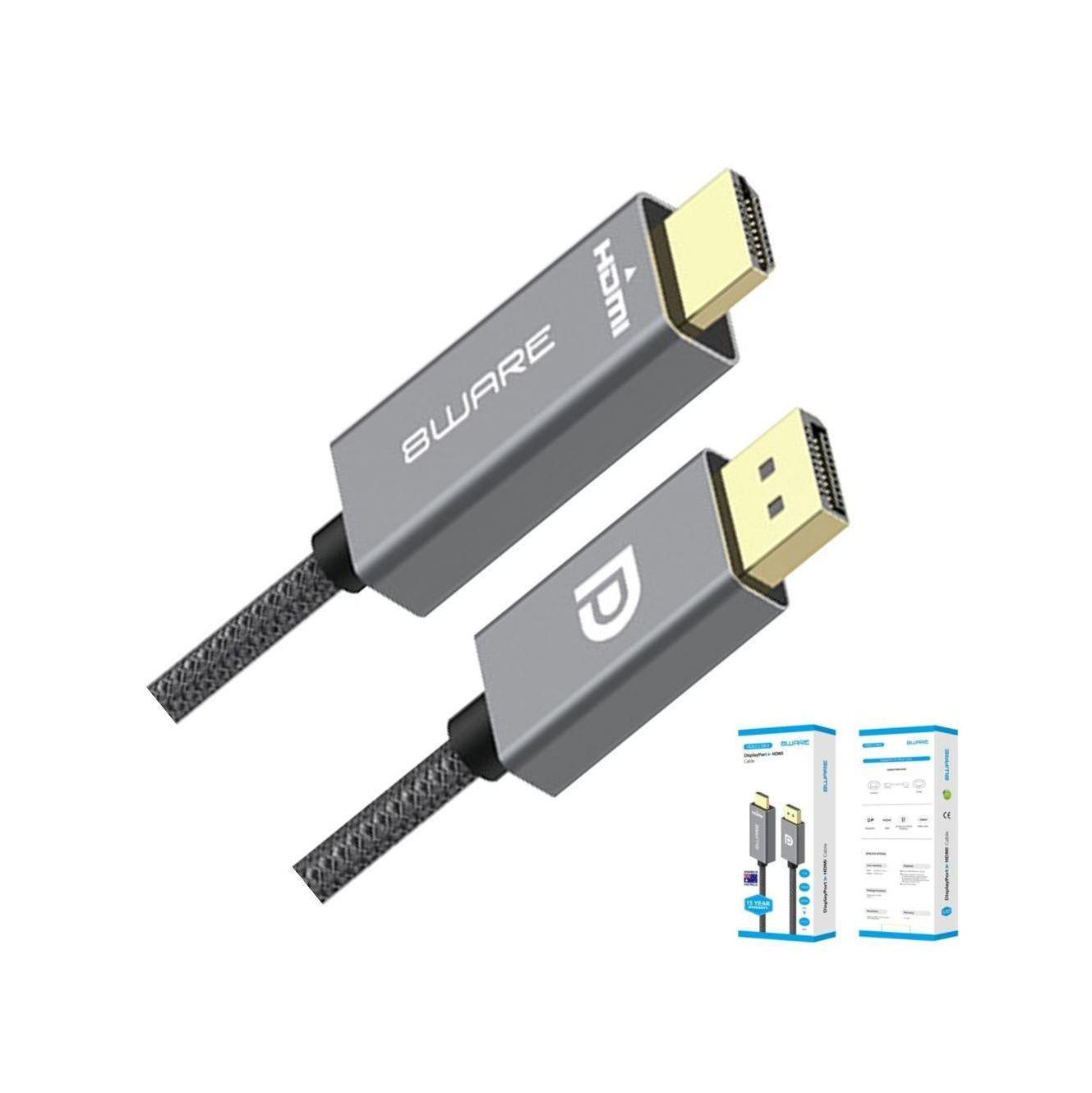 8ware 1m DisplayPort DP to HDMI Male to Male Adapter Cable 1080P