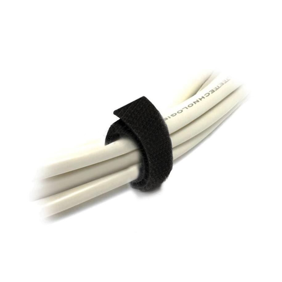 8ware 25m x 12mm Velcro Cable Tie Hook Loop Self Adhesive Black Roll