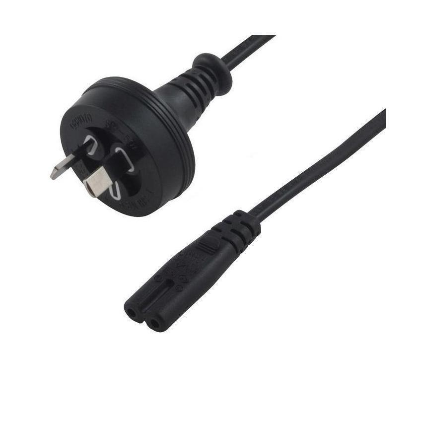 8Ware 2m 2-Pin AU Plug to IEC C7 Figure Eight Female Power Cable Black