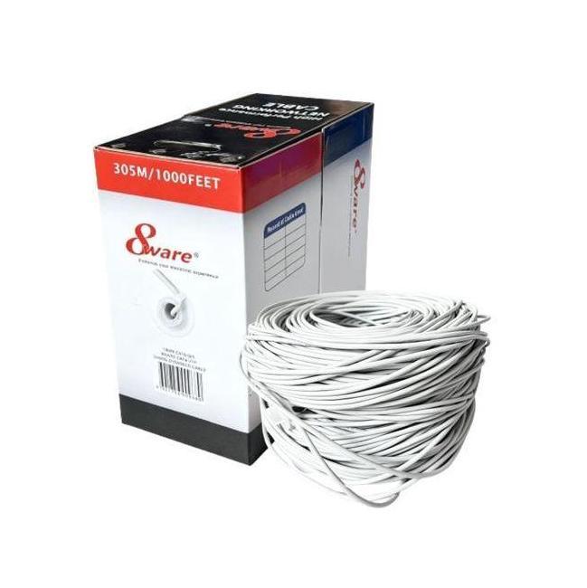8ware CAT6 UTP Cable 305m Grey Solid Wire Ethernet LAN 23AWG PVC Jacket