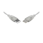 8Ware USB 2.0 0.25m A to A Male to Female Transparent Metal Sheath Cable