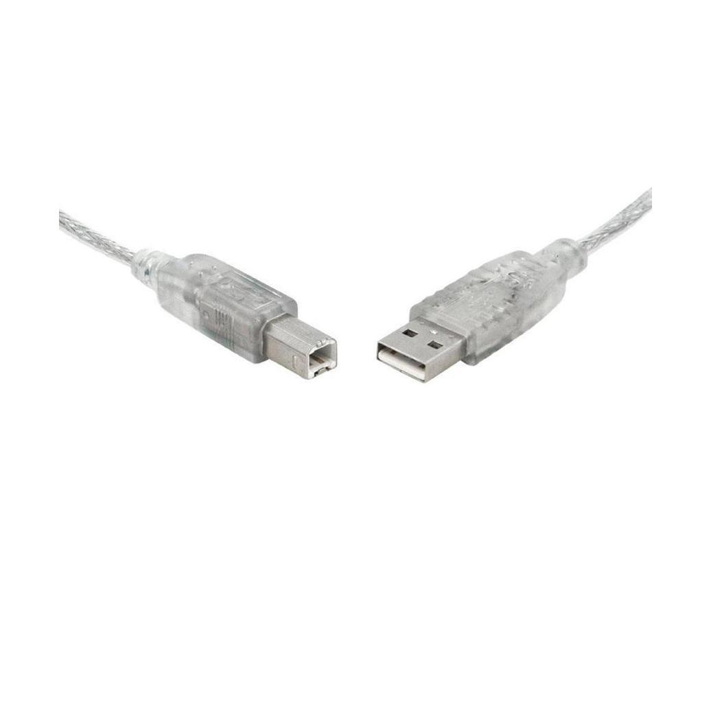 8Ware USB 2.0 0.5m A to B Male to Male Transparent Metal Sheath Cable