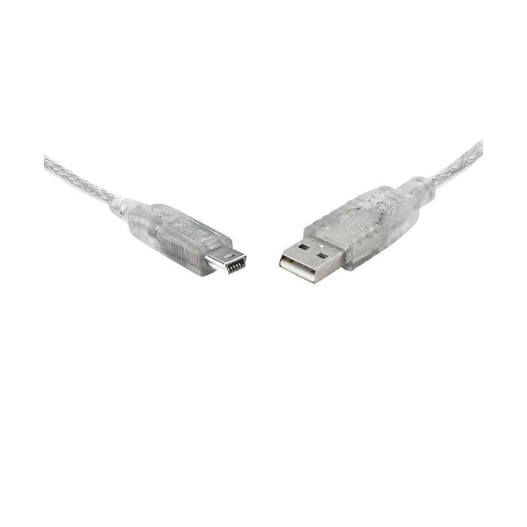 8Ware USB 2.0 1m A to Mini-B Male to Male Transparent Cable