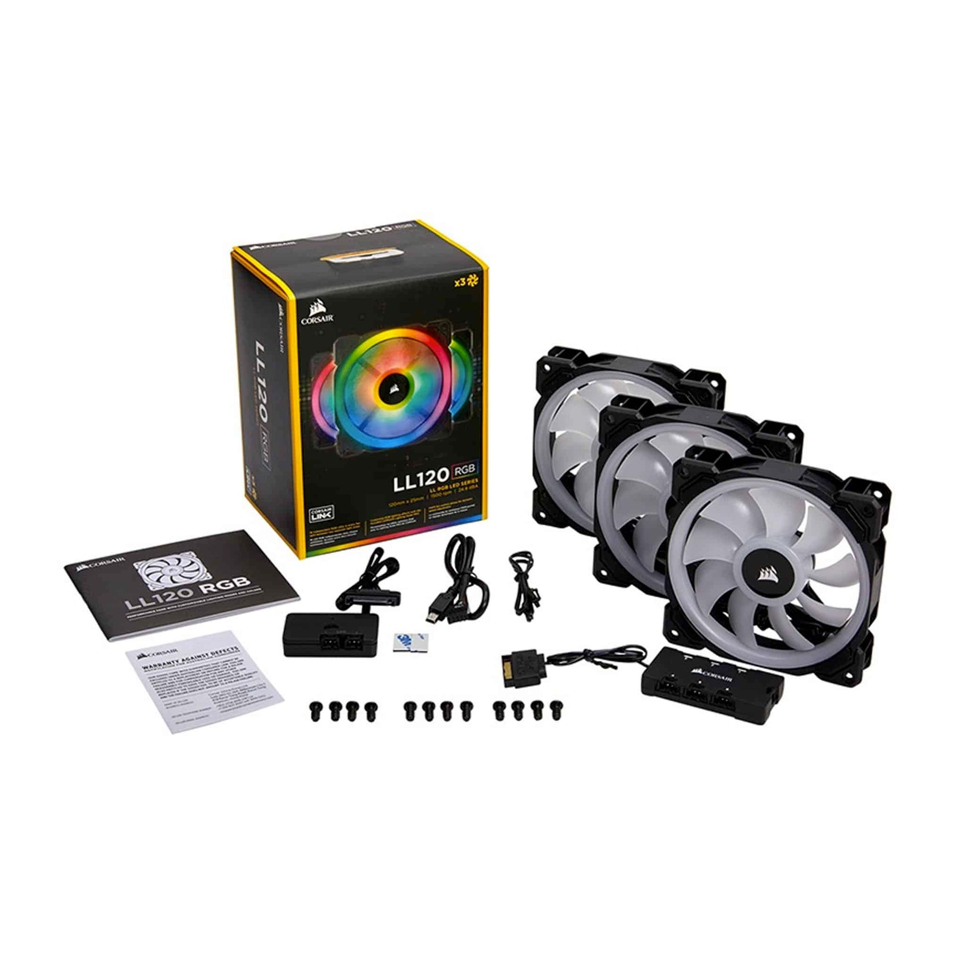 Corsair LL120 RGB 120mm Dual Light Loop RGB LED PWM Fan - 3 Pack with Lighting Node PRO