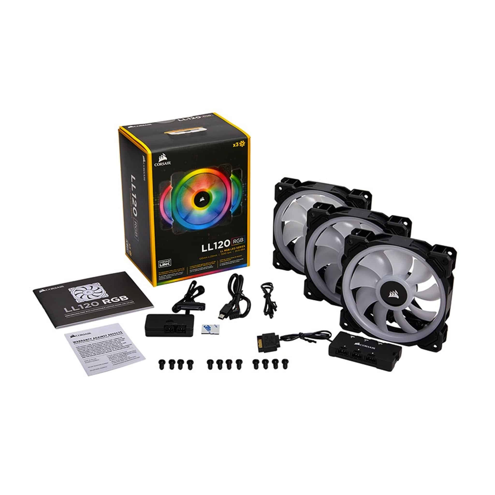 Corsair LL120 RGB 120mm Dual Light Loop RGB LED PWM Fan - 3 Pack with Lighting Node PRO