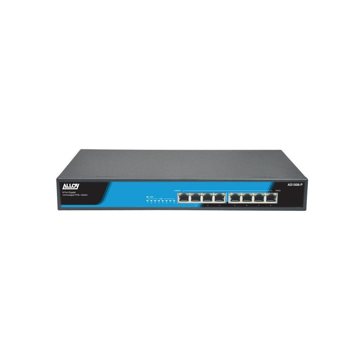 Alloy AS1008-P 8 Port Unmanaged Gigabit 802.3at PoE Switch 150 Watts