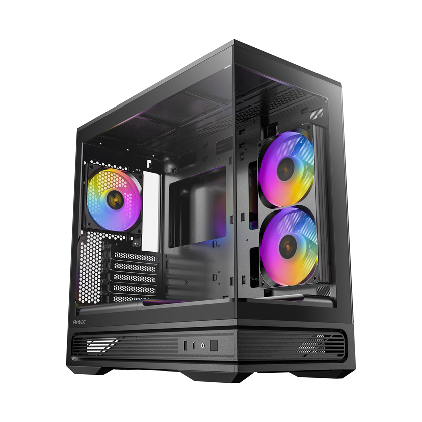 Antec C2M ARGB Black Micro-ATX/ITX Steel/Glass Case 5 Slots 415mm GPU 165mm CPU 240mm Fan USB-C