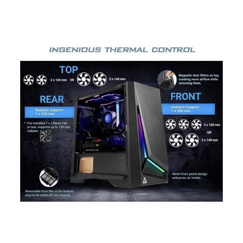 Antec DP301M mATX ARGB Tempered Glass Case Up to 6x 120mm Fans CPU 160mm GPU 360mm PSU 170mm