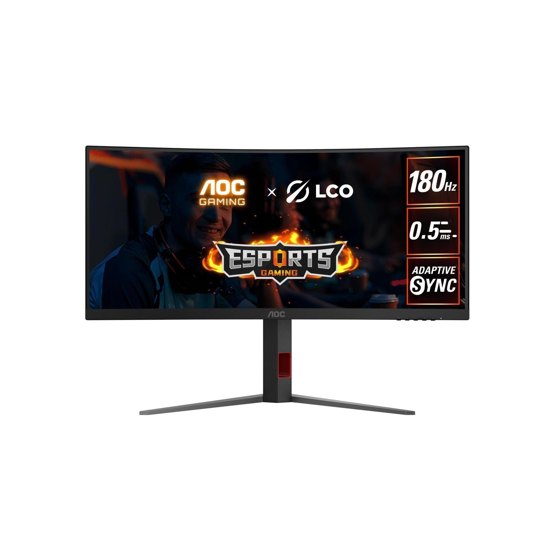 AOC 34" WQHD Curved Monitor 180Hz 0.5ms VA DP 1.4 HDMI 2.0